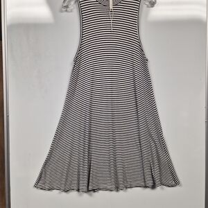 Black and White Striped Swing Dress - Sleeveless
